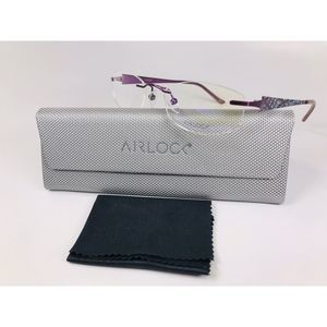 New Marchon Airlock Purple SHATTERED 201 505 Eyeglasses 50mm with Case & Cloth
